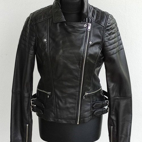 Δερμάτινο τζάκετ biker μεταχειρισμένο, μαύρο, μέγεθος small