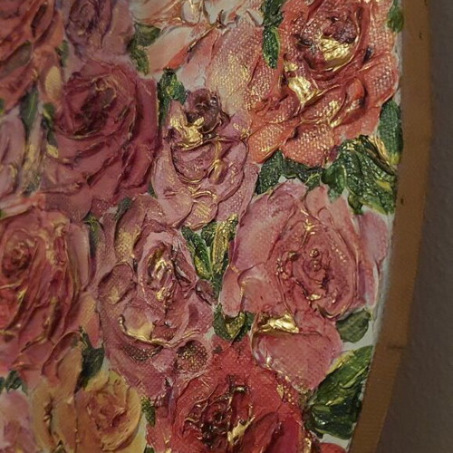 Painting with roses new, sculptural technique 50×30