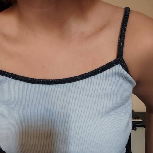 Morgan de Toi crop top with glitter straps blue, vintage, size S