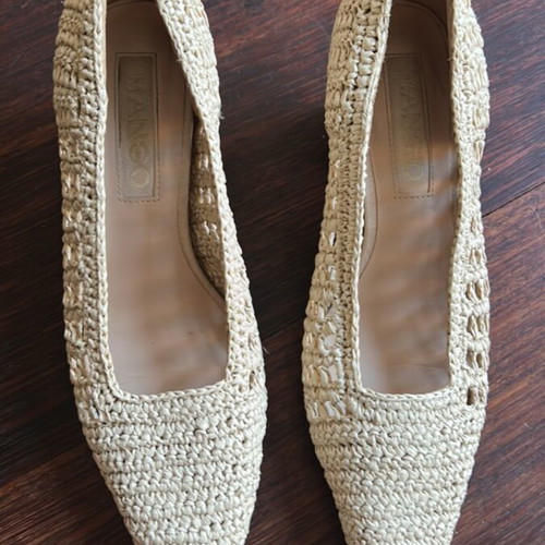 Mango beige woven straw pumps size 37 used