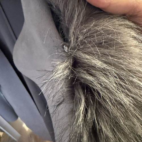 Forel gray coat with detachable synthetic fur, like new, size M