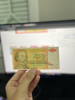 5,000,000,000 Dinara 1993 Yugoslavia banknote