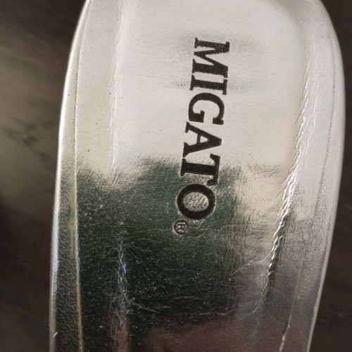 Migato sandals used, leather silver with crystals, size 39