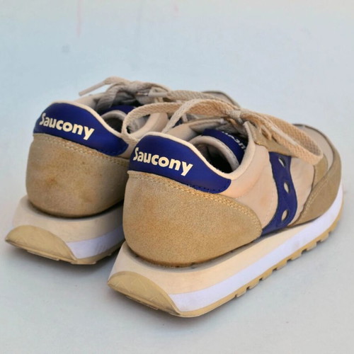 Saucony Y2K Beige Purple Retro 90s Athletic Sneakers, size 38
