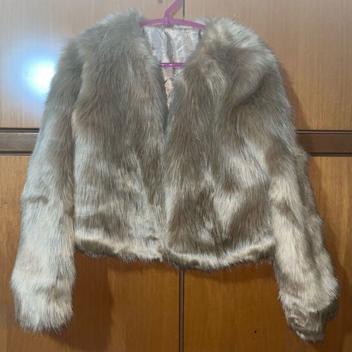 Fur jacket brown like new, size M-L