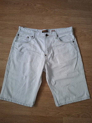 Men's denim bermuda shorts, turquoise, size L