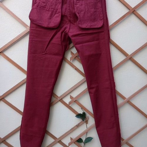 Nukutavake men's jeans used, slim fit, dark burgundy