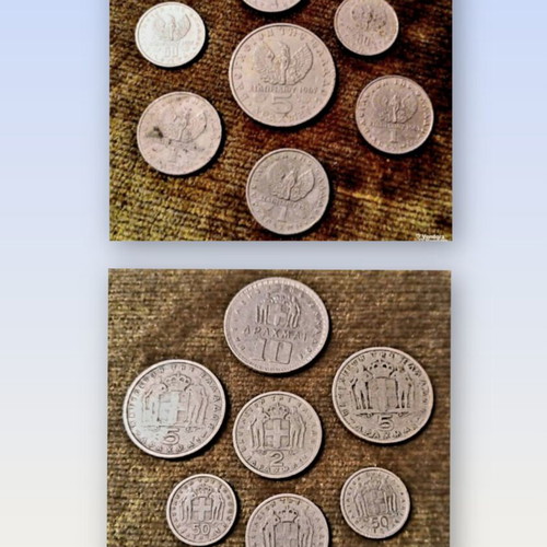 Drachma Coins Set like new, 14 pieces, King Konstantinos and Pavlos