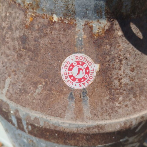 Old metal milk container gioumi used with lid and handles