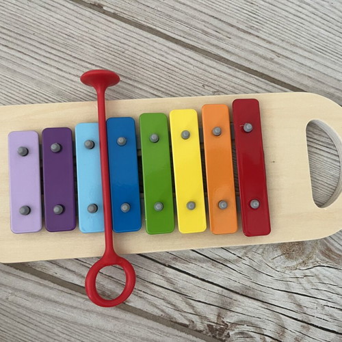 Hape interactive wooden bench with xylophone, hammer & balls for 12+ months