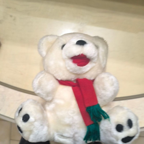 White plush teddy bear with scarf like new