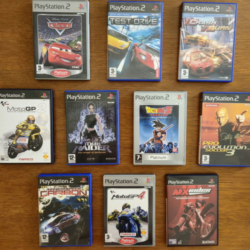 PlayStation 2 game pack of 10 including Tomb Raider, DBZ, NFS Carbon