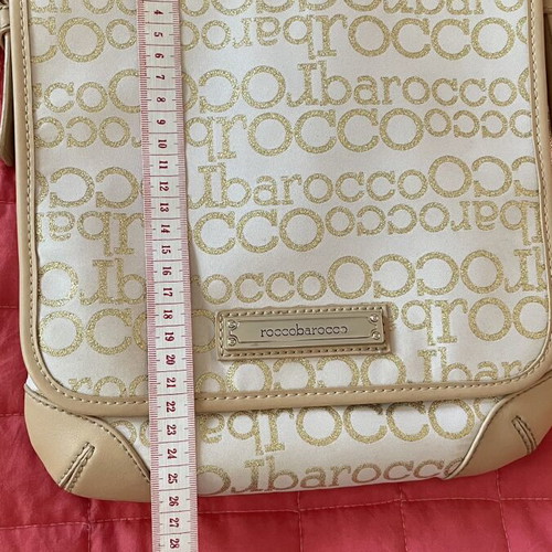 Rocco Barocco crossbody bag beige with gold logo, like new