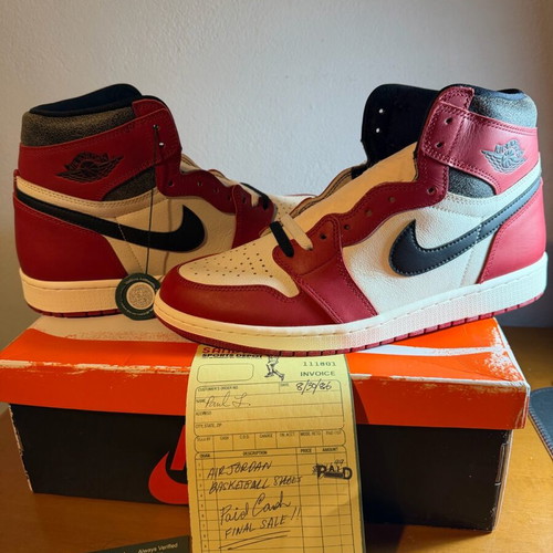 Nike Jordan 1 High OG Lost & Found αφόρετα νούμερο 46 μαύρο και κόκκινο