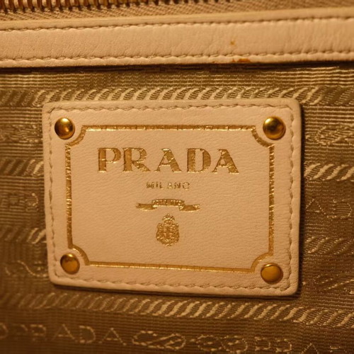Prada leather shoulder tote cream color used