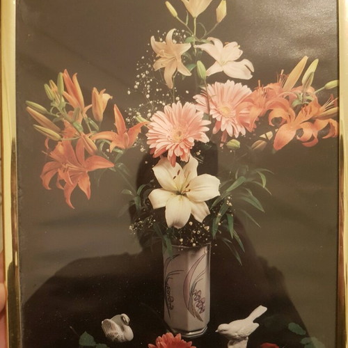 Vintage decorative vase frame with flowers used 26×21
