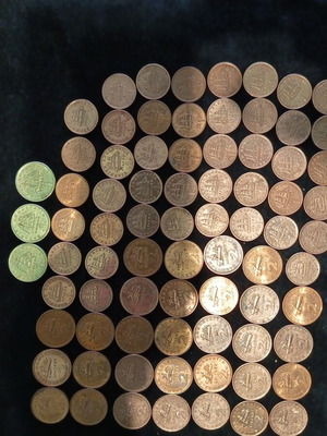 Collection of 77 Greek Coins Drachmas 1984-1990 like new