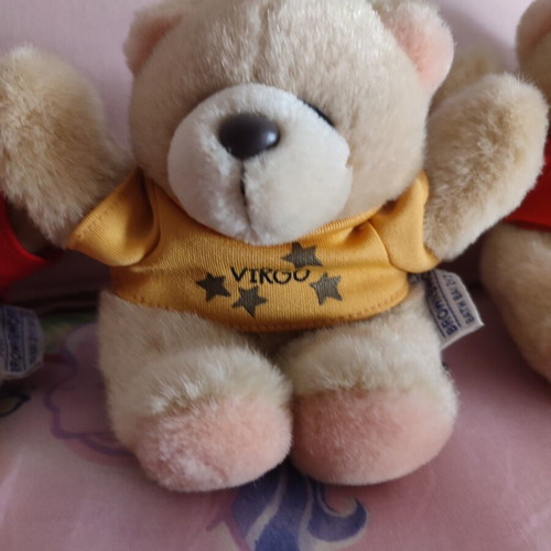 Forever Friends teddy bears like new with zodiac shirts Leo and Virgo