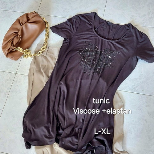 Gerry Weber brown short-sleeve tunic L/XL with rhinestone design