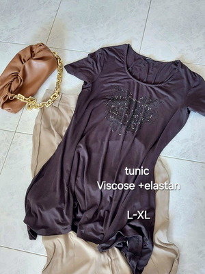 Gerry Weber brown short-sleeve tunic L/XL with rhinestone design