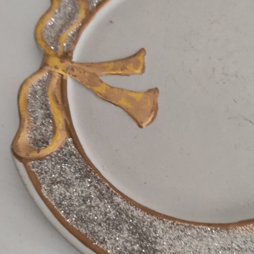 Christmas decorative platter used with silver glitter
