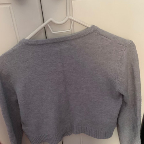 Girls' cardigan 12-13 years like new, gray with bows
