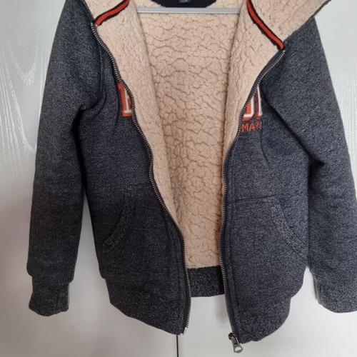 Funky Buddha Kids Hoodie with Sherpa Lining Size 6, Dark Grey Heathered