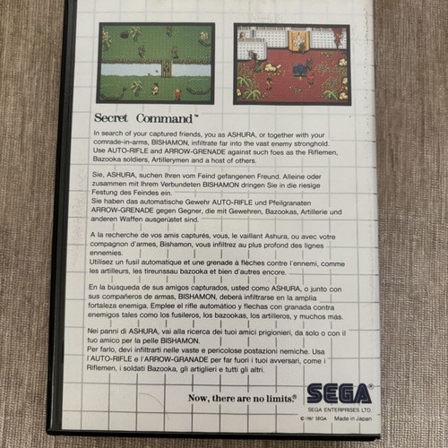 Secret Command Sega Master System game, complete