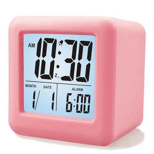 Plumeet digital travel alarm clock, 3-inch display, pink