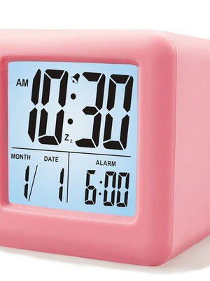 Plumeet digital travel alarm clock, 3-inch display, pink