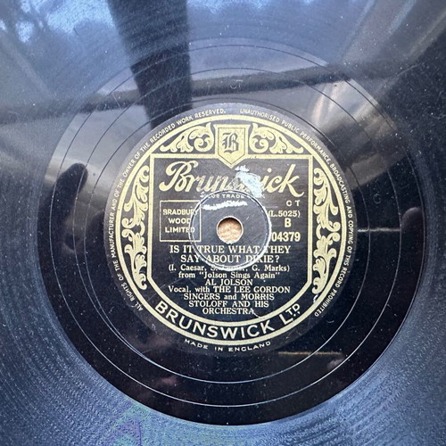 Al Jolson record with Morris Stoloff and his orchestra used, jazz