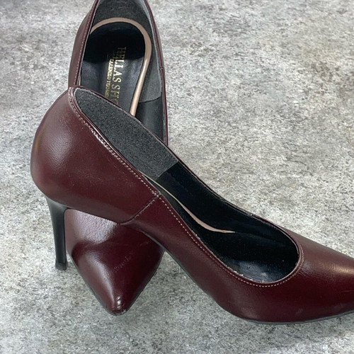 Leather pumps burgundy size 39, heel height 8.5 cm, like new