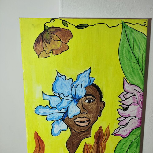 Handmade Acrylic Canvas Paintings Collection like new, multicolor