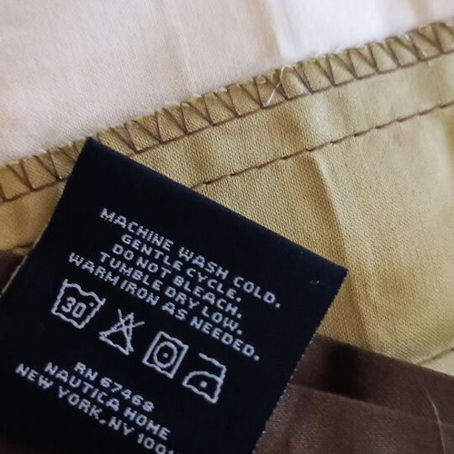 Nautica curtain new, striped beige, brown and light green