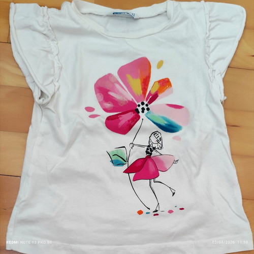 Mayoral T-shirt 104 cm like new, white and pink
