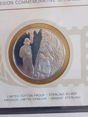 Silver coin 20gr 925 sterling 1977 new with primitive rock paintings