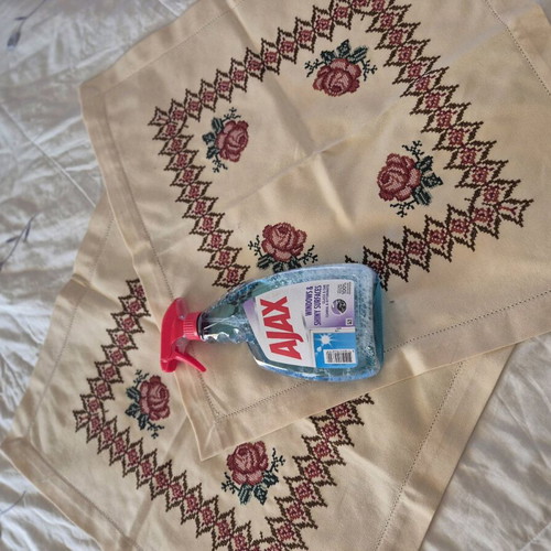 Set of handmade square napkins like new, beige