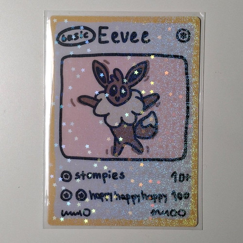 Custom Pokemon card Derpymon Eevee new, foil with stars
