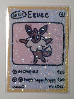 Custom Pokemon card Derpymon Eevee new, foil with stars