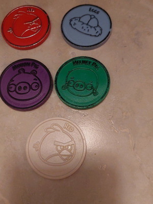 Angry Birds tokens like new, pack of 5 pieces