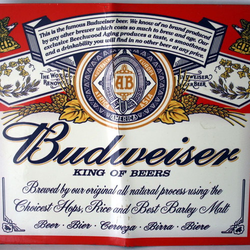 Budweiser King of Beers Vintage Metal Sign used 40x30cm