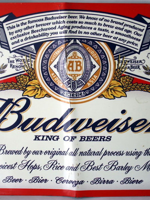 Budweiser King of Beers Vintage Metal Sign used 40x30cm