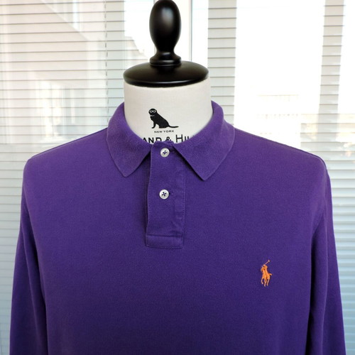 Polo Ralph Lauren men's long sleeve purple polo shirt, Custom Fit, size L