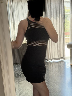 Bodycon φόρεμα μαύρο με mesh λεπτομέρειες μέγεθος Small σαν καινούργιο