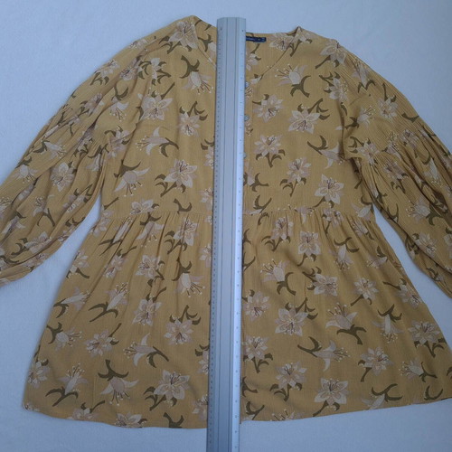 Gudrun Sjoden women's boho floral tunic blouse size M, balloon sleeves