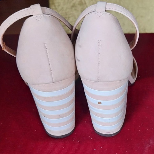 FeNg shoe women's leather sandals used, size 38, beige and white