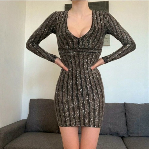 New Look Bodycon Glitter Dress New, Black Gold, Size 38