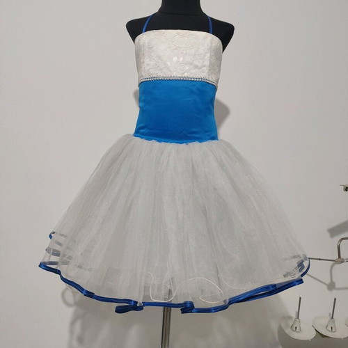 Fairy tulle dress like new for girl 5-6 years white and blue
