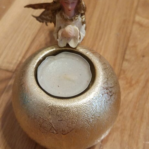 Angel Candle Holder in Gold Shades like new handmade