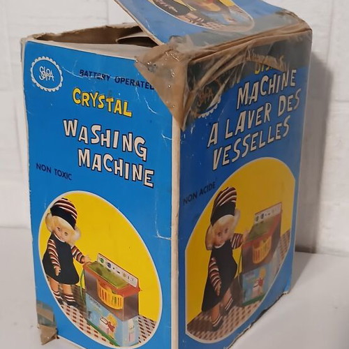 Solpa tin toy dishwasher from the 1970s, used, missing lid